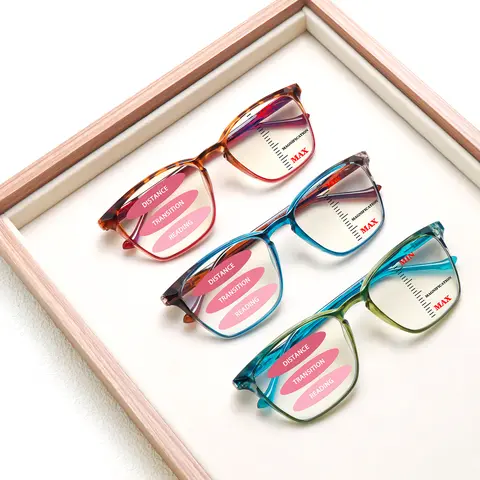 3-Piece Set Of Elegant Multifocal Blue Light Blocking Reading Glasses Fresh Jelly Colors Unique Spring Hinge Design Durable Lenses Rectangular Frames Ideal For Daily And Leisure Use
