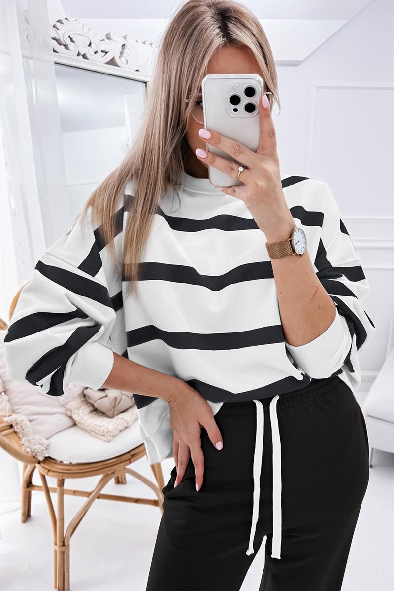 Mntaor Women's Striped Two Piece Outfit Long Sleeve Drop Shoulder Pullover Tops & Jogger Pants Sets Casual Style Comfortable Everyday Wear,Winteroutfit Mntaor Women's Striped Two Piece Outfit Long Sleeve Drop Shoulder Pullover Tops & Jogger Pants Sets Casual Style Comfortable Everyday Wear,Winteroutfit