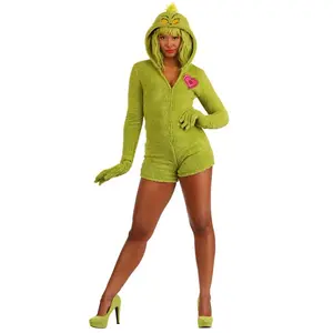 Women's Dr. Seuss Grinch Costume Romper Women's Dr. Seuss Grinch Costume Romper