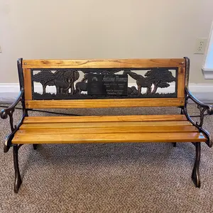 5ft Wood and iron Memorial Bench with Memorial Plaque