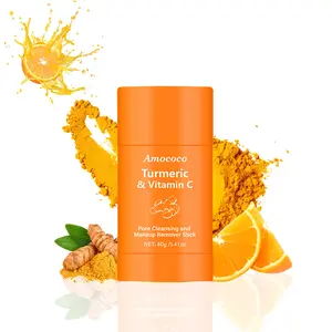 Plant Essence Pore Cleansing and Makeup Remover Stick with Turmeric and Vitamin C for Deep Cleansing and Gentle Waterproof Makeup Removal Clear Cosmetic Cleanser