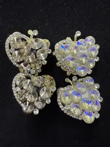 183 4PCS Sparkly Apple Charm Beads Set | Black & Clear Crystal DIY Beads for Pens & Phone Charms
