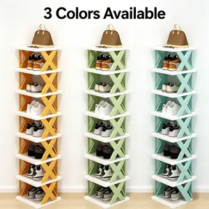 9 Layer Vertical Shoe Rack, 1 Count Colorblock Space Saving Shoe Storage Rack, Shoe Organizer for Home Entryway, Home Space Saver -- cabinet hall tree static color Shoe Rack Shelf Shoe Holder For Door wash