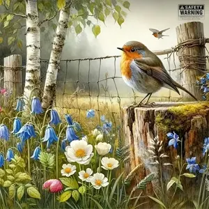 Beautiful Robin Bluebells Forest Art Painting Diamond Painting 5D DIY Diamond Painting Kit Full Drill Square Round Diamonds Embroidery Cross Stitch Art Craft Home Wall Decor Unique Art Gift For Living Room Bedroom Handmade Decorative Painting Set