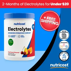 Nutricost Electrolytes Powder - Advanced Hydration with Vitamins & Minerals for Optimal Hydration & Electrolyte Replenishment