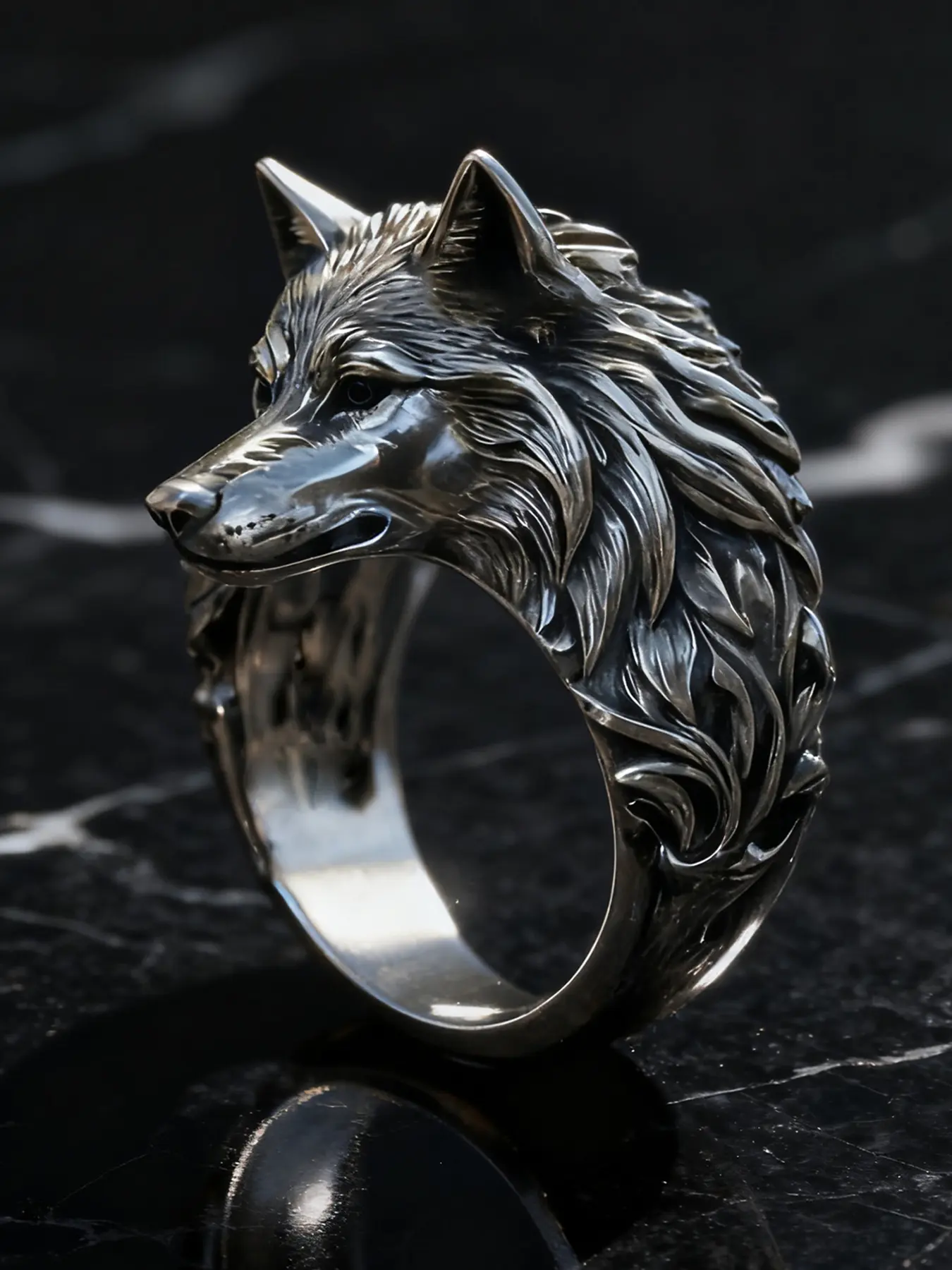 Vintage Wolf Head Ring High-End Men's Punk Style Animal Finger Ring, Hip Hop Cool Ring for Daily Wear, Unique Fashion Accessory, Casual Trendy Jewelry, Exquisite Trendy Ring, Fashion Rings