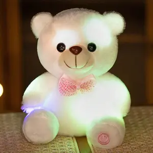 Cute Glowing Teddy Bear Plush Toy, Teddybear Stuffed Animal, 1 Count Colorful LED Light Up Teddy Bear, Birthday Present for Boys and Girls, Holiday Celebration Decor