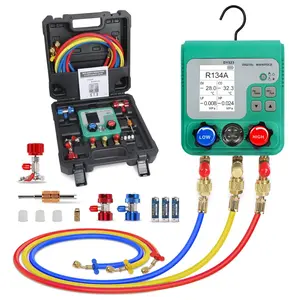 Manifold Gauges HVAC, 92 Refrigerant Dual Pressure & Vacuum Test HVAC Gauges with R22 R134a R410a Refrigerant Gauge Set with 1/4" SAE Interface, Hook