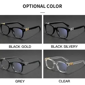 Plain Lens Anti-Blue Light Glasses – Fashion Metal Square Frame, Flat Lens – Casual Versatile Blue Light Blockers – All Seasons Unisex Style