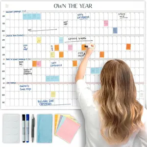 Own the Year GIANT UNDATED Wall Calendar | 4ft x 3ft Full-Year Dry Erase Planner Start Anytime,  Whiteboard Wall Calendar with Markers, Includes Stickers & Mounting Kit, Large Quarterly Layout for  or Office