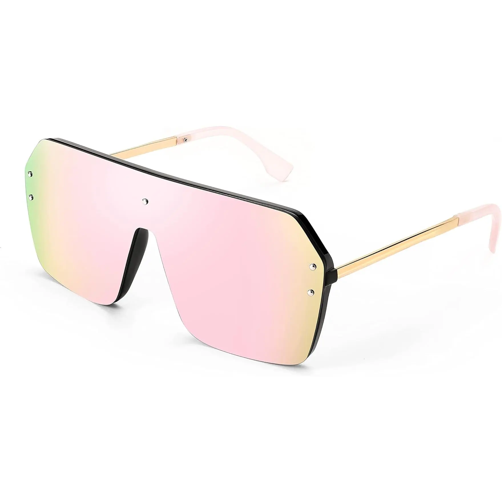 FEISEDY Classic Siamese One Piece Sunglasses Nice Rimless Stylish Retro Design for Women Men B2574