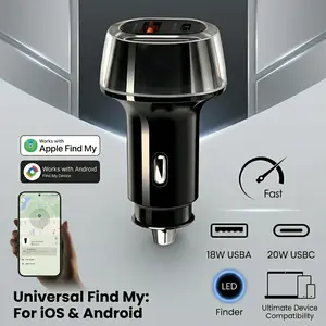 30W Car Charger GPS Locator Tracker USB Fast Charging Type C QC3.0 Compatible with iOS Find My APP Google Android
