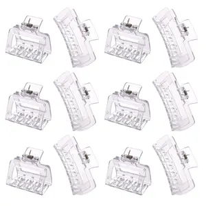 12 Pack Clear Square Claw Clips, Big and Small Neutral Rectangle Hair Claw Clips, Non-Slip Matte Large Hair Clips for Women,Strong Hold Jaw Clip for Thick Thin Hair Alemaky