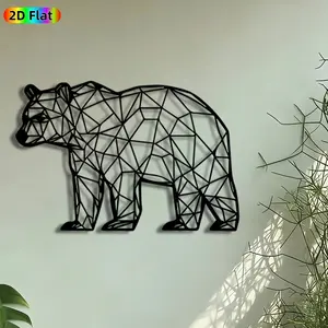 1pc Geometric Bear Metal Wall Art, Polygonal Bear Statue Mural, Intricate Craftsmanship, Artistic Metalwork, Perfect for Christmas, Housewarming Decor, Perfect for Living Room Cabin Garden Fence Decor, Ideal Gift for Wildlife Enthusiasts.