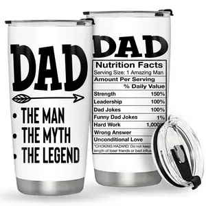Funny Dad Nutrition Facts 20oz Tumbler, "The Man The Myth The Legend" Travel Mug, Best Father's Day & Father's Day gift