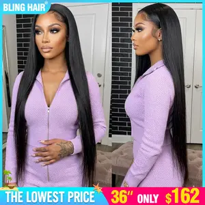 34 36inch Bling Hair 13x6 Lace Front Wig Human Hair Wigs Straight 13x4 HD Transparent Brazilian Hair Lace Frontal Wig For Women Pre Plucked With Baby Hair