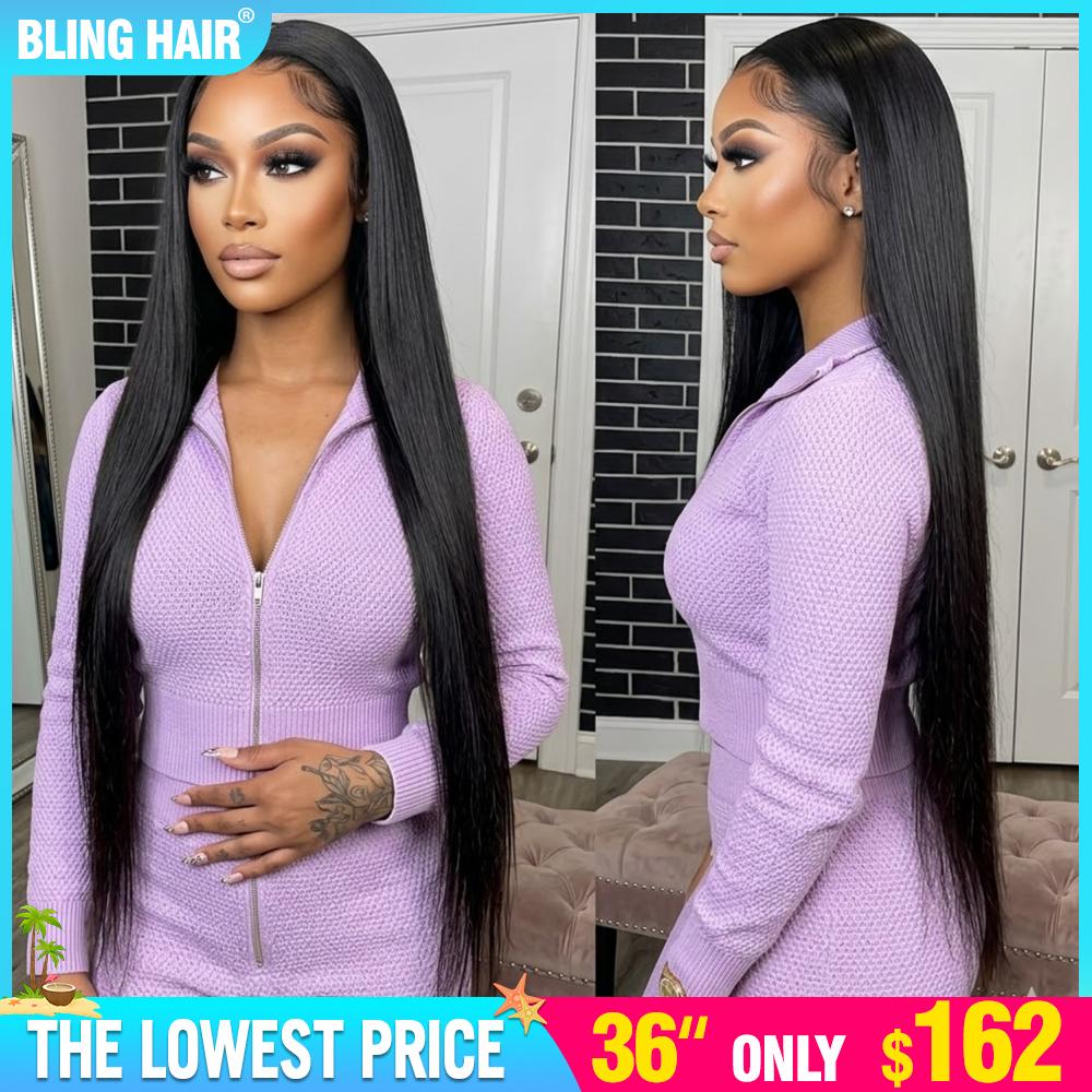 36inch Bling Hair 13x6 Lace Front Wig Human Hair Wigs Straight HD Transparent Brazilian Hair Lace Frontal Wig For Women Pre Plucked With Baby Hair #SummerVibes summervibes