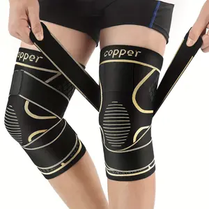 Unisex Copper Ion Compression Knee Sleeve with Adjustable Strap, Knee Compression Wrap, Ideal for Running Sports Gym Cycling, Perfect Gift for Family and Friends