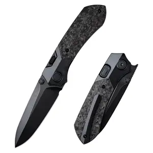 REMETTE RT-Meteor RTPT-ELD Folding Knife – 2.99" M390 Drop Point Button + Liner Lock Knife Titanium & Carbon Fiber Handle - Premium Utility Knife for Slicing, Cutting & Daily EDC Tasks - Portable Pocket Knife