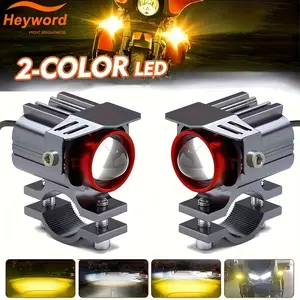 Heyword 1pc Lights/2pcs Lights+ Switch Motorcycle Headlights Big Face Cat LED light Super Bright Lens light Modification Lamp LED High/Low Beam LED Light Suitable for Electric Motorcycle Motorbike Car Modification Auxiliary Lamp, Without Battery