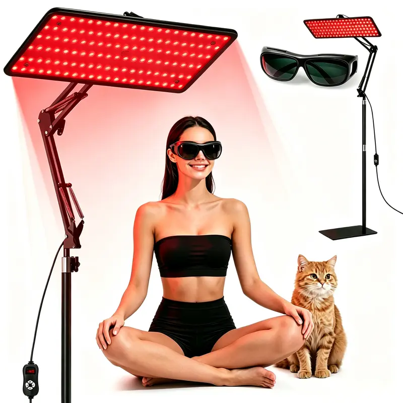 Morfone 3-in-1 LED Red Light Beauty Lamp - 200LED 660nm/850nm/940nm Light Panel with Adjustable Stand, Protective Glasses, 1-Year Quality Assurance, At-Home Health & Wellness Skincare Solution for Face & Body