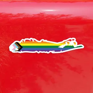 Long Island Shape Progress Pride Flag LGBTQ POC Transgender Flag - Vibrant Color Vinyl Decal Sticker