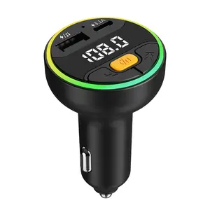 Round Car Bluetooth-compatible Player Fm Transmitter USB-C Charger, Transfer Phone Music to Car Stereo, Charge Mobile Devices, Smart Car Charger, In Car Charger