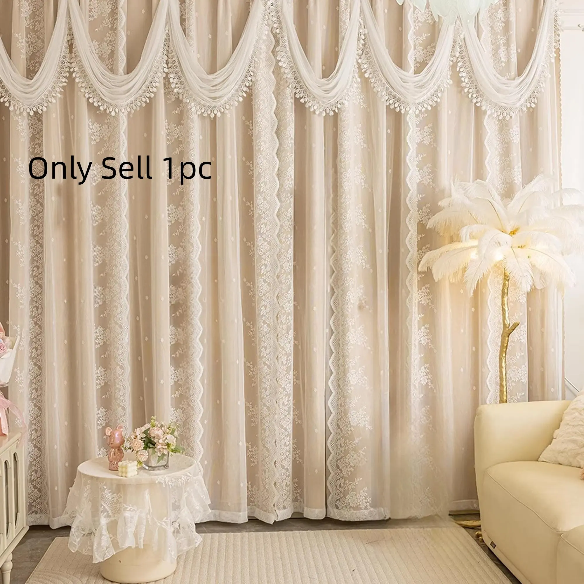 1 count Luxury Korean Style Floral Blackout Curtains, Blackout Window Cover, Home Decorative Curtain, Home Decoration Curtain, Elegant Drapes for Living Room & Bedroom,  Perfect Home Decor Accessories