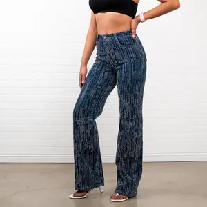 Trinity Rhinestone Straight JEANS – Sparkly High Waisted Denim