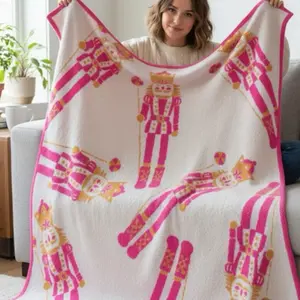 Nutcrackerer Blanket with Pink and White Design for Cozy Comfort