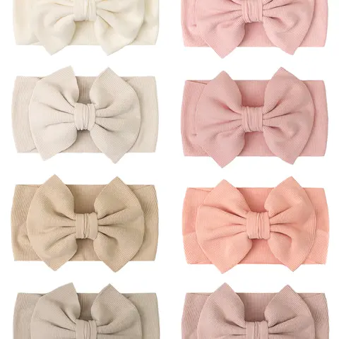 Baby Large Bow Headband Set, Soft and Lightweight, Perfect for Daily Wear, Elastic Ribbed Headscarf, Ideal for Newborn Photography Props, Infant Headbands