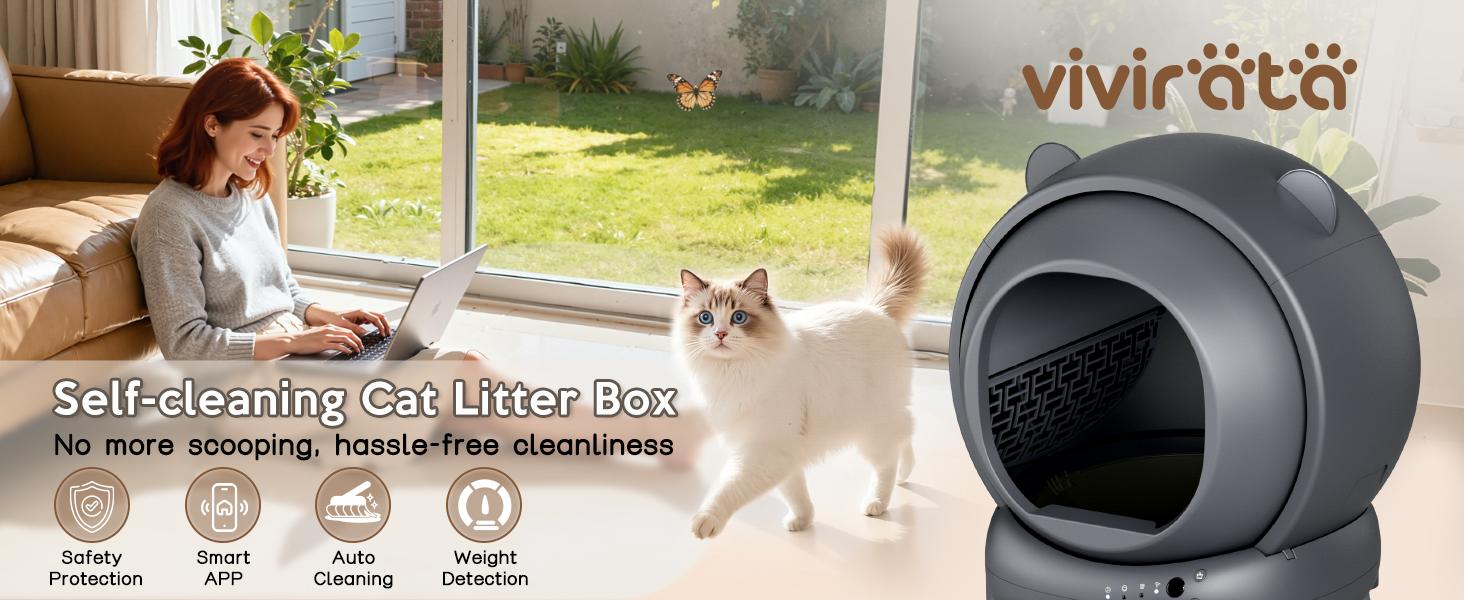 Self-Cleaning Smart Cat Litter Box, App Real-Time Monitor Odor-Free Washable Automatic Kitty Toilet with Safety Weight Detection, Anti-Pinch Protection & Low Noise Operation,SohoChic Self-Cleaning Smart Cat Litter Box, App Real-Time Monitor Odor-Free Washable Automatic Kitty Toilet with Safety Weight Detection, Anti-Pinch Protection & Low Noise Operation,SohoChic