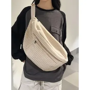 Women's Solid Color Large Capacity Fanny Pack, Fashionable Casual Versatile Zipper Chest Bag for Daily Used, Trendy All-match Sling Bag