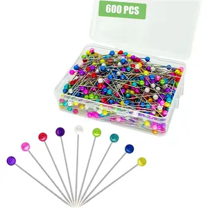 600PCS Straight Sewing Pins with Pearlized Ball Heads, 1.5-Inch Multicolor Quilting Pins for Dressmaking, DIY, Crafting, and Sewing Projects Sunenlyst