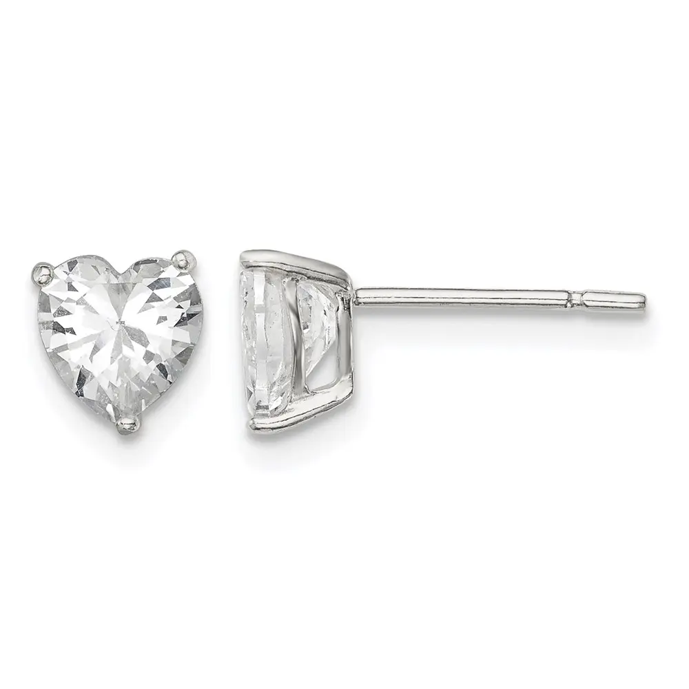 925 Sterling Silver 6mm Heart CZ Stud Earrings Sparkly Dainty Gift for Women Girls