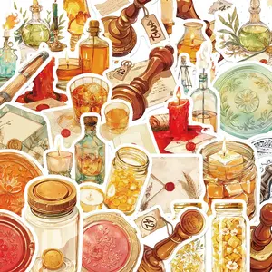 Vintage Pattern Sticker, 30/600pcs/set Creative Art Self Adhesive Decorative Sticker, DIY Decals for Water Bottle, Laptop, Phone Case, Scrapbooking, Journal Making, Ornaments