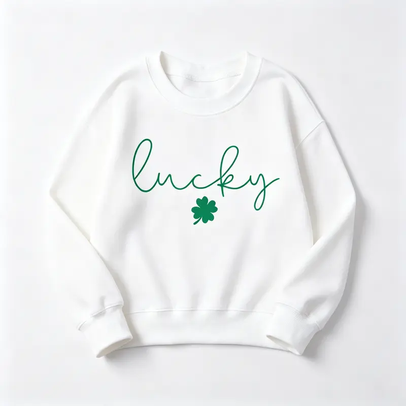 Women's Long Sleeve Fitted Comfortable Casual Clover Apparel, St. Patrick's Day Lucky Sweatshirt Pullover