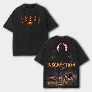 Inscryption Game graphic v2 Washed Tshirts, Hoodie Gift For Gamer, apparel Menswear Top Casual, Gaming Top graphic t-shirts print back fan gamer Fabric Seamless Menswear