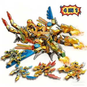 4 in 1 ninja dragon Mech Mini Model Action Figure Building Blocks Compatible Cartoon Anime Cities Kid Toys Gifts