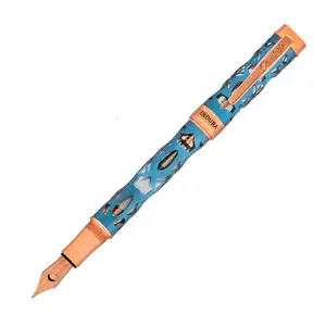 Conklin Endura Deco Crest Fountain Pen in Demo Blue with Rosegold Trim High-grade Resin Filigree Design JoWo Stainless Steel Nib Luxury Gift Box