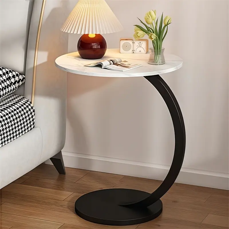 14 Colors And Styles To Choose From! C-Shaped Solid Wood Iron Art Table | Coffee Table, Bedside Table, Small Space Savior, Versatile For Living Room And Bedroom, Casual Style, Trestle Base
