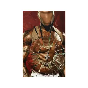 Matte Paper Poster of a Muscular Man with Broken Glass, Artistic Wall Photo Print for Home Decoration, Room Accent
