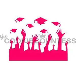 THROWING GRAD CAPS STENCIL