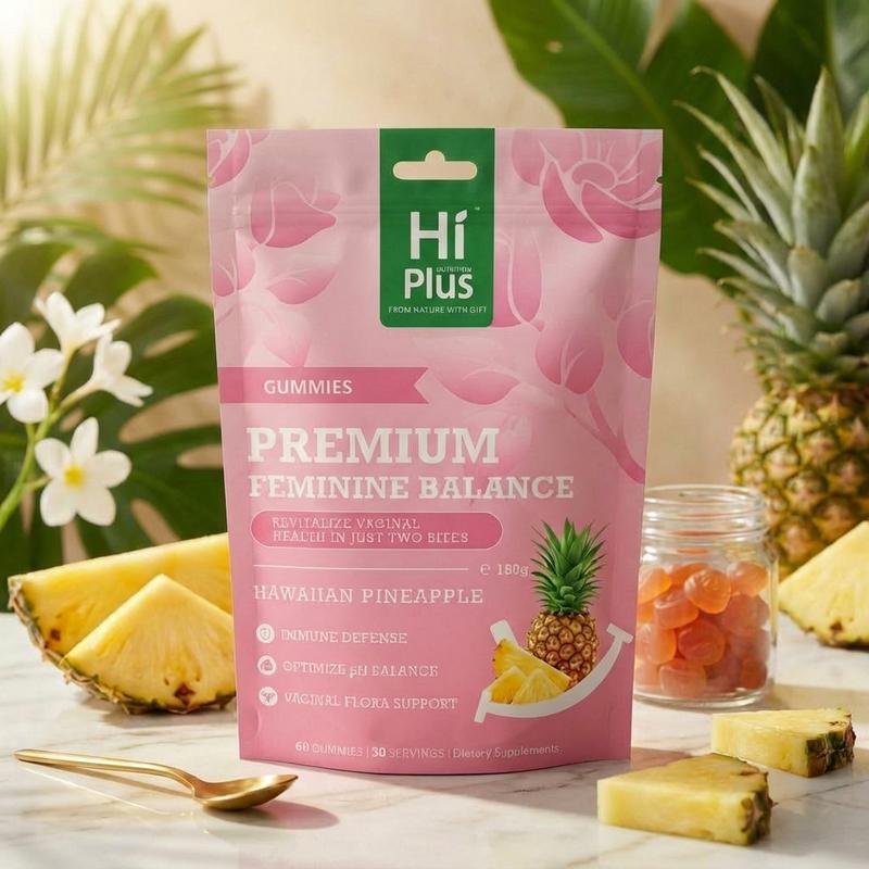 HiPlus Daily Feminine Care Supplement - Pineapple Balance Gummies for Women Intimate & Immune Support