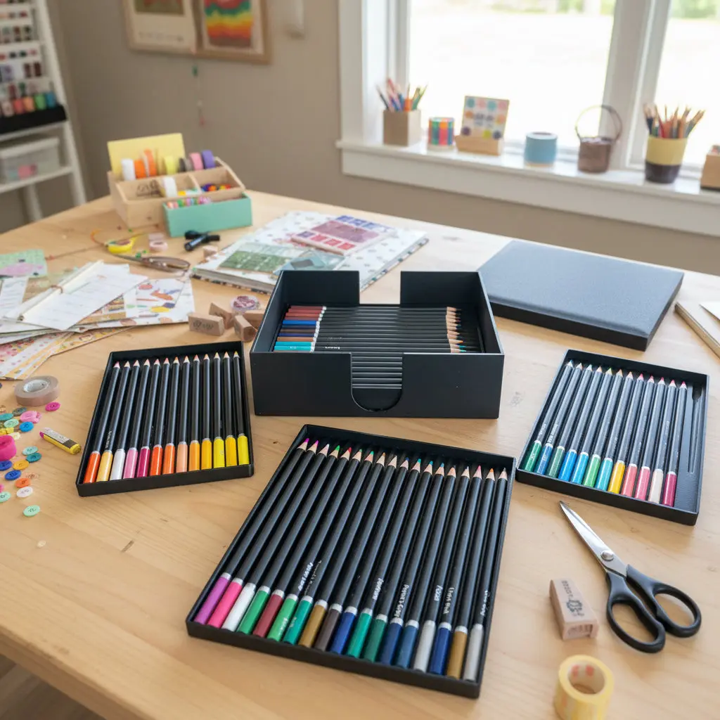 3-5-7-9 Tray Colored Pencil Storage Organizer, Made to Order Caddy for Home and Classroom