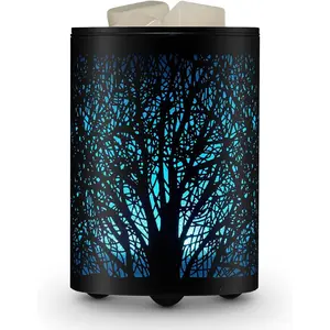 Fragrance Electric Wax Melts Warmer with 7 Colors LED Changing Light Metal Tree Oil Candle Burner for Home Decor