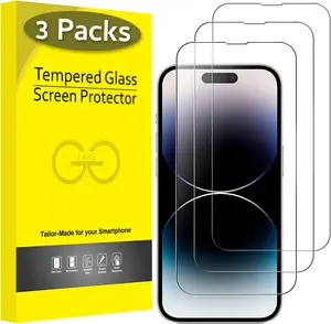 Top 9H+ Glass for iPhone 14 Pro Max Screen Protector [Military Grade Shatterproof & Longest Durable] Screen Protector 14 Pro Max Tempered Glass, Anti-fingerprint, 3 Packs