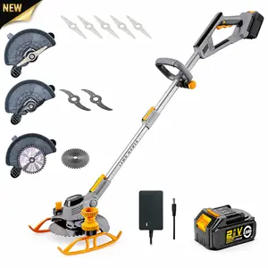 2026 Upgraded Cordless Grass Trimmer with 3 Cutting Heads, 21V 4A 3000mAh High Capacity Battery Powered Electric Grass Mower for Garden Yard