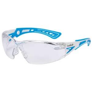 Bolle Rush Plus Small Safety Glasses White/Blue with Clear Platinum Anti-Fog Lens