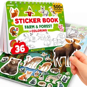 QUOKKA Sticker Book for Kids Ages 3-5 Farm and Forest – Toddler Activity Book, Draw and Stick Creative Workbook with 500+ Stickers,